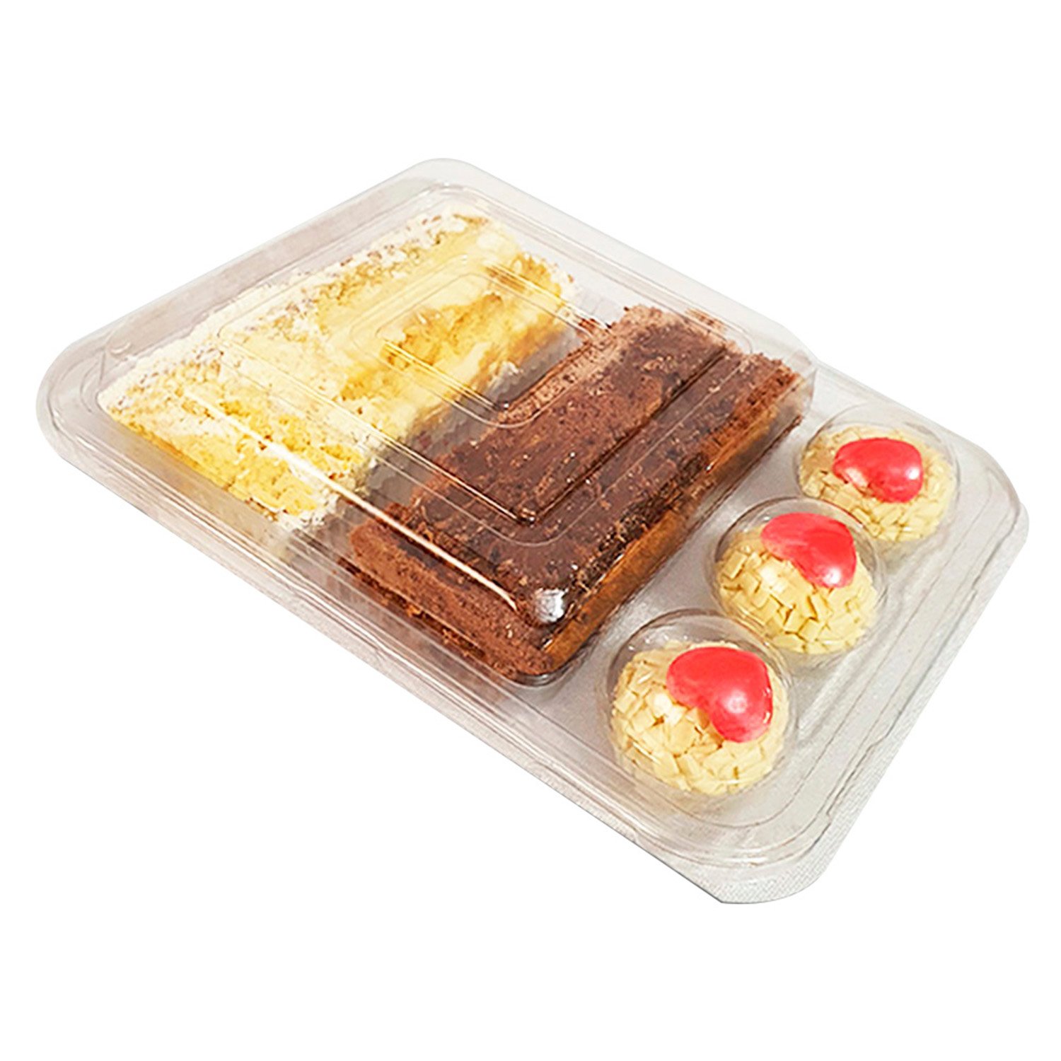 Embalagem Kit Festa Para 2 Fatia de Bolo e 3 Docinhos Dueto Cristal - 5 Unidades
