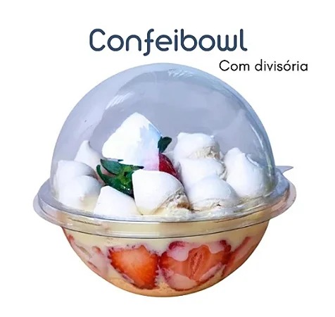 Confeibowl cristal c/ divisória 12cm - 3 unidades