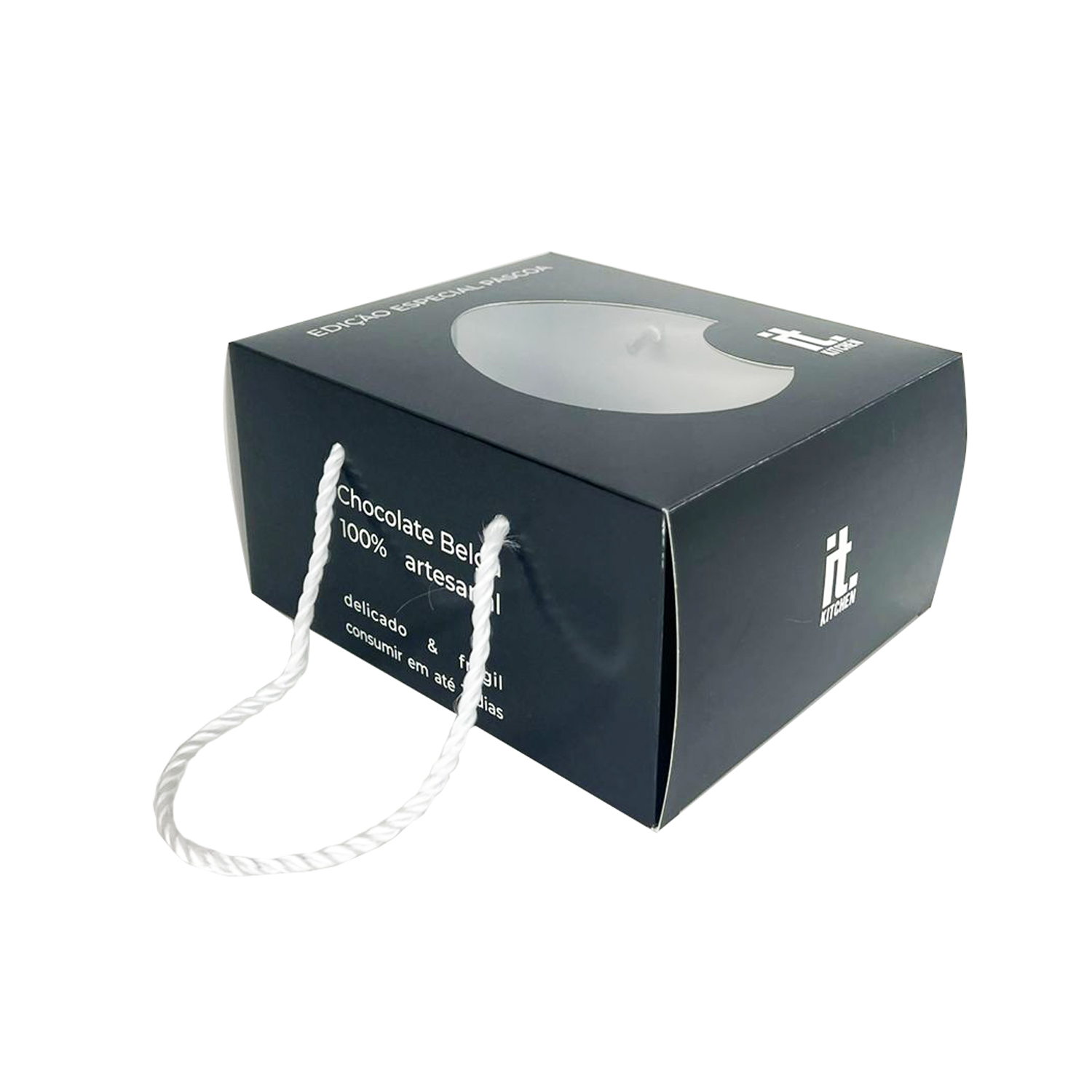 Caixa p/ Ovo de Pascoa c/ Berço e Visor de Acetato (14 x 14 x 21 cm) Personalizada