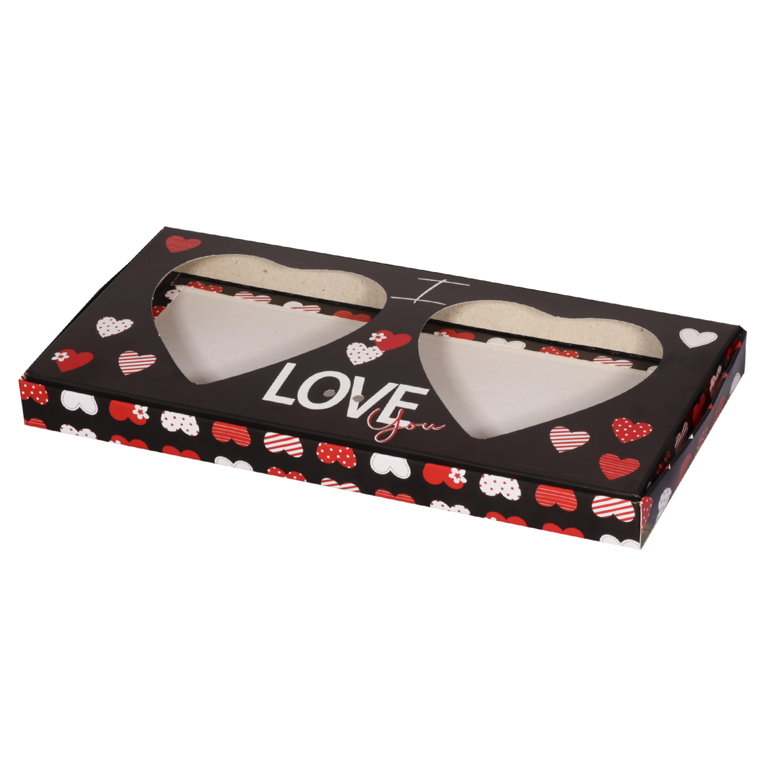 Caixa p/ Coração de Chocolate 200g c/ 2 Cavidades I Love You - 5 Unidades