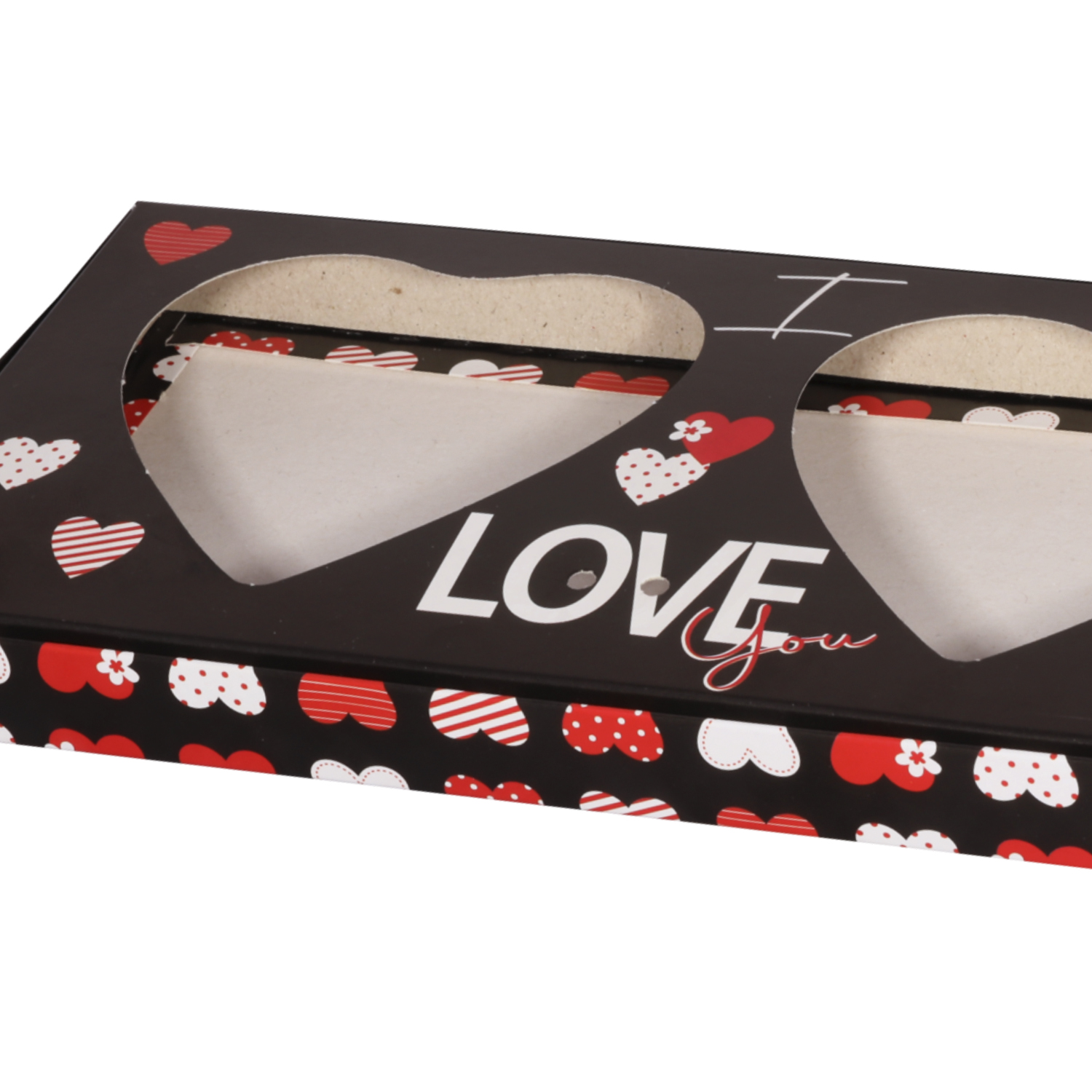 Caixa p/ Coração de Chocolate 200g c/ 2 Cavidades I Love You - 5 Unidades