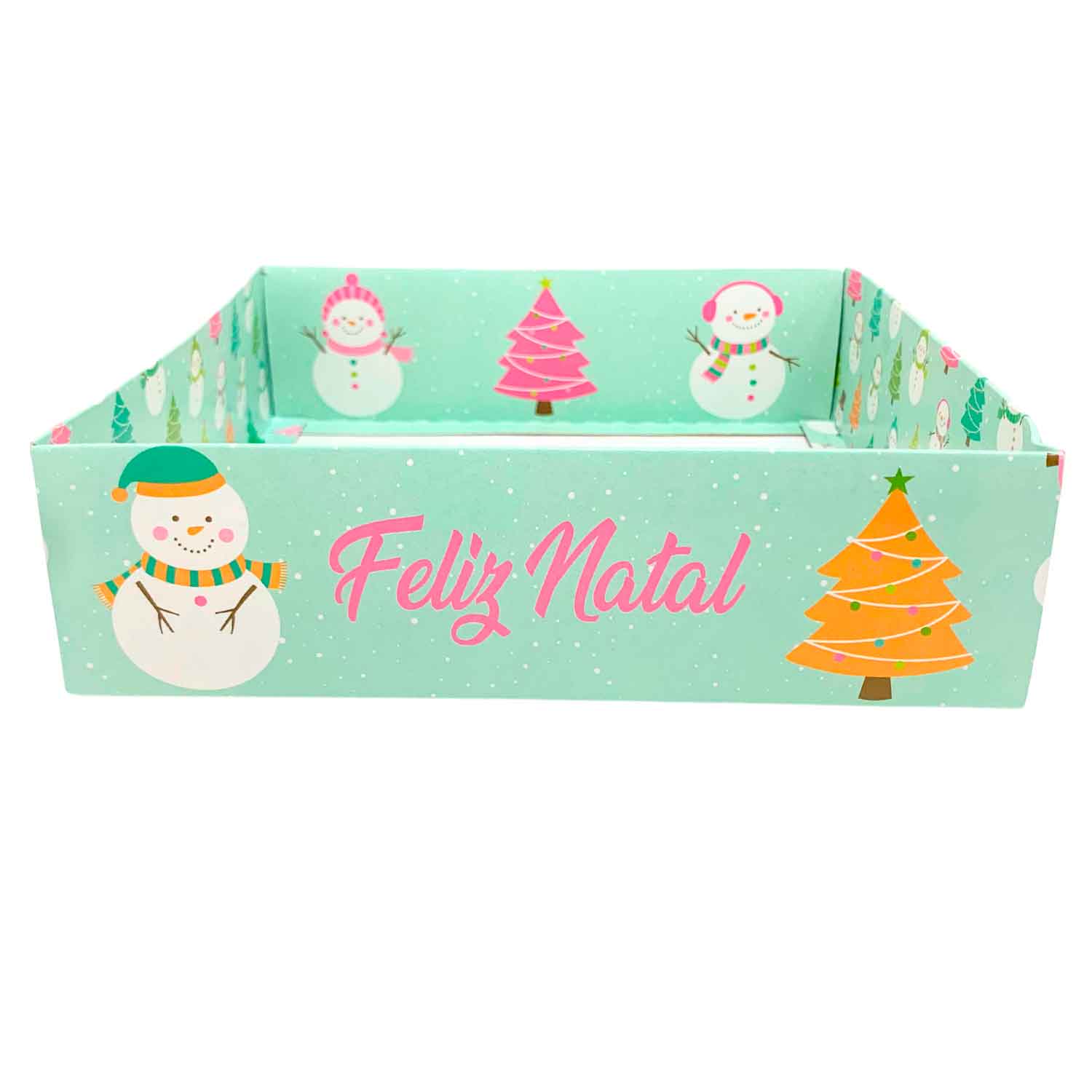 Caixa Cesta Presente (20 x 20 x 5,6 cm) Boneco de neve Candy - 1 unidade