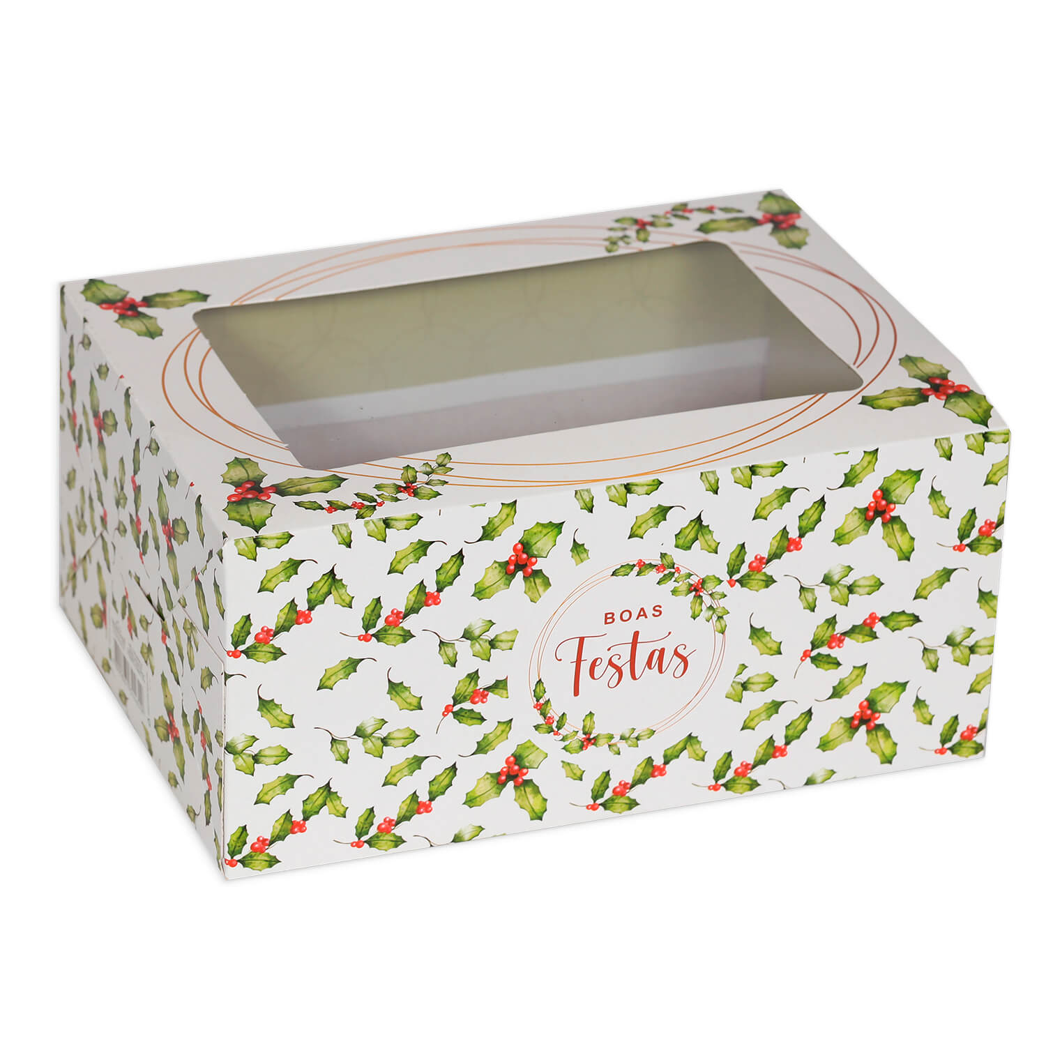 Caixa Premium 01 gaveta (22 x 16 x 10 cm) Folhas Natalinas - 1 Unidade