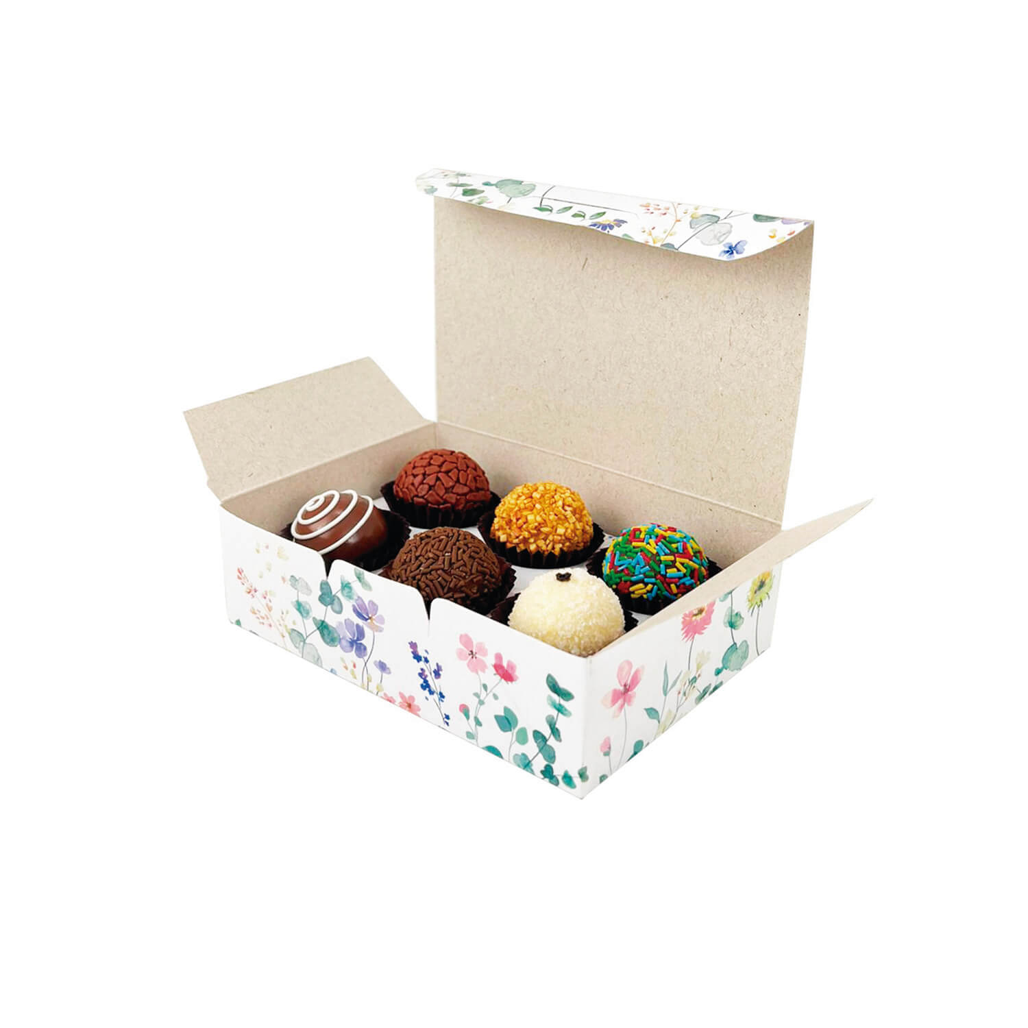 Caixa Brigadeiro p/ 6 doces (13 x 9 x 4 cm) c/ berço Para Você - 100 unidades