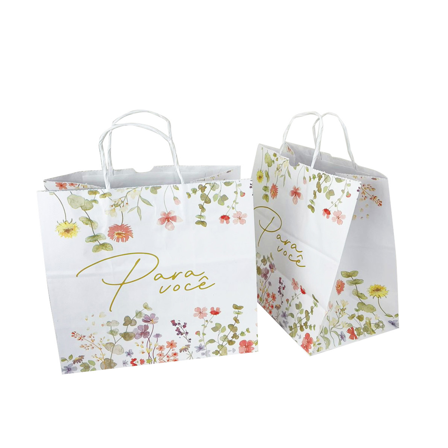 Sacola Kraft Branca (27 x 16,5 x 26 cm) Para Você - 100 Unidades