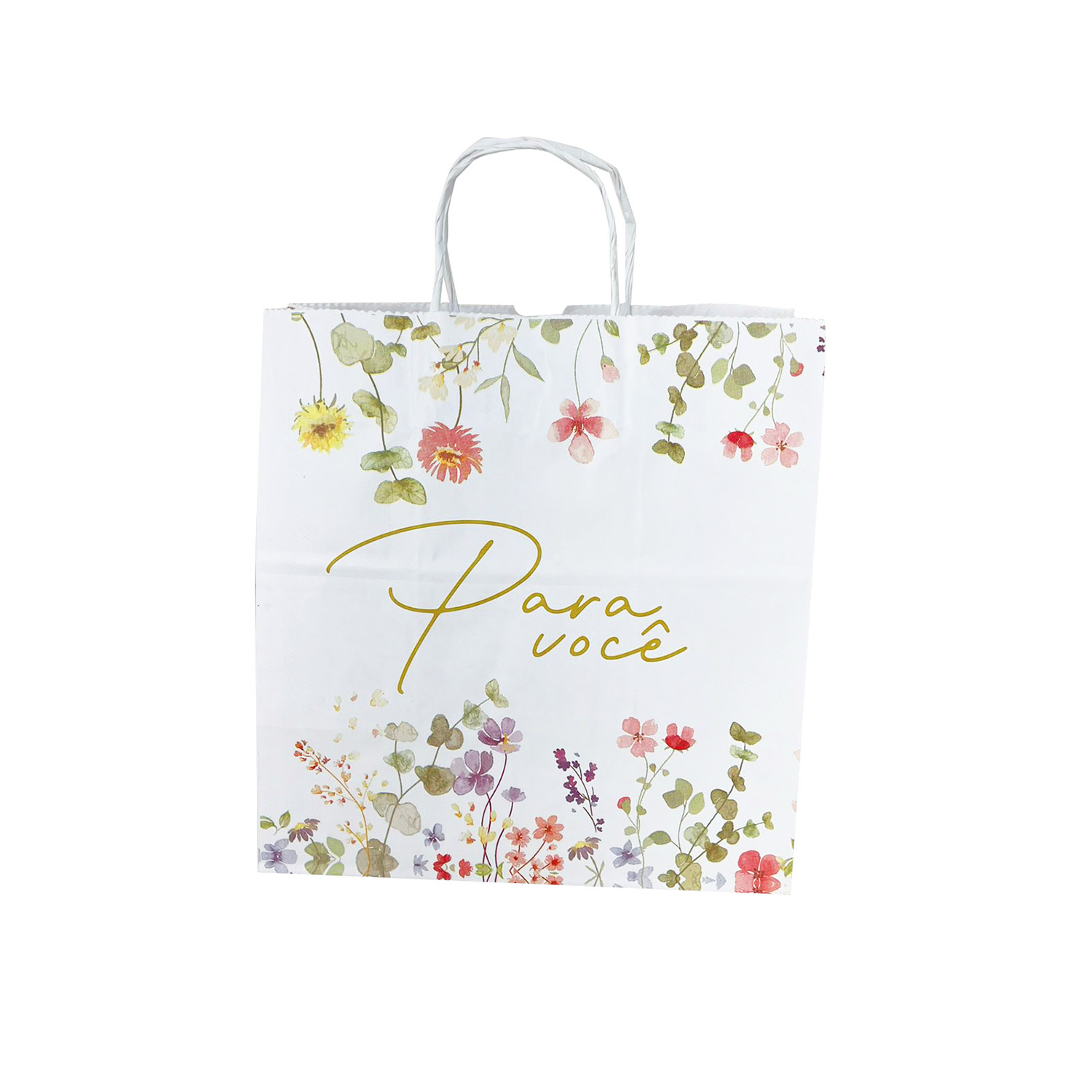 Sacola Kraft Branca (27 x 16,5 x 26 cm) Para Você - 100 Unidades