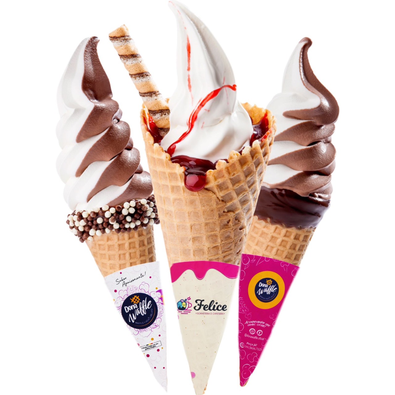 Embalagem Cone para Sorvete (9 x 6 cm) Personalizado