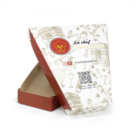Embalagem Crepe Delivery Fundo e tampa (19 x 18 x 3 cm) Personalizada