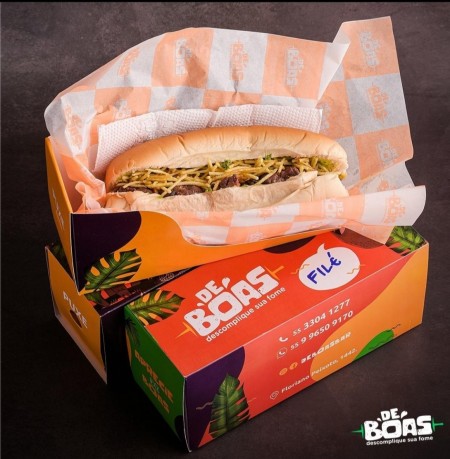 Embalagem Hot Dog Gaveta  c/ Trava (23,5 x 8,4 x 10,2 cm) Personalizada