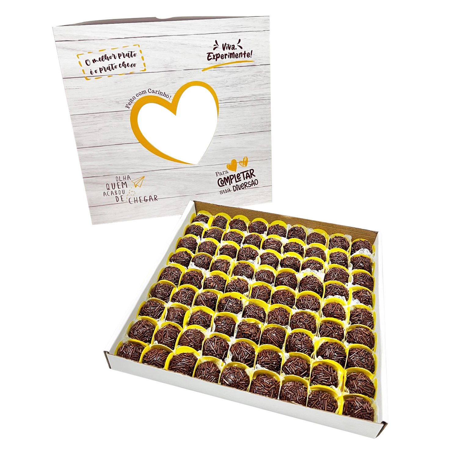 Caixa p/ até 100 Docinhos ou Salgadinhos MT206 (33,5 x 32 x 4 cm) Personalizada