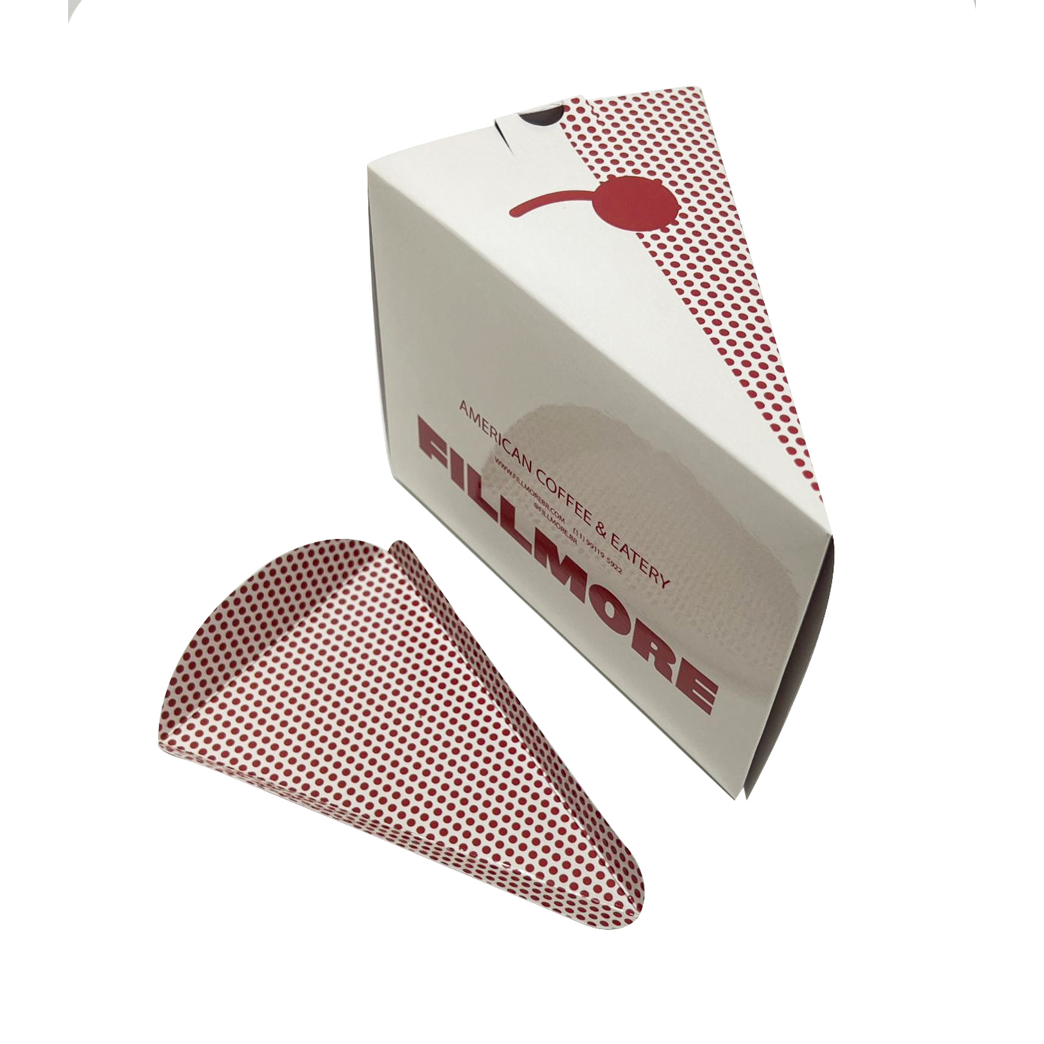 Embalagem Cake Box Bolo Fatia c/ Berço (14 x 9 x 11 cm) Personalizada