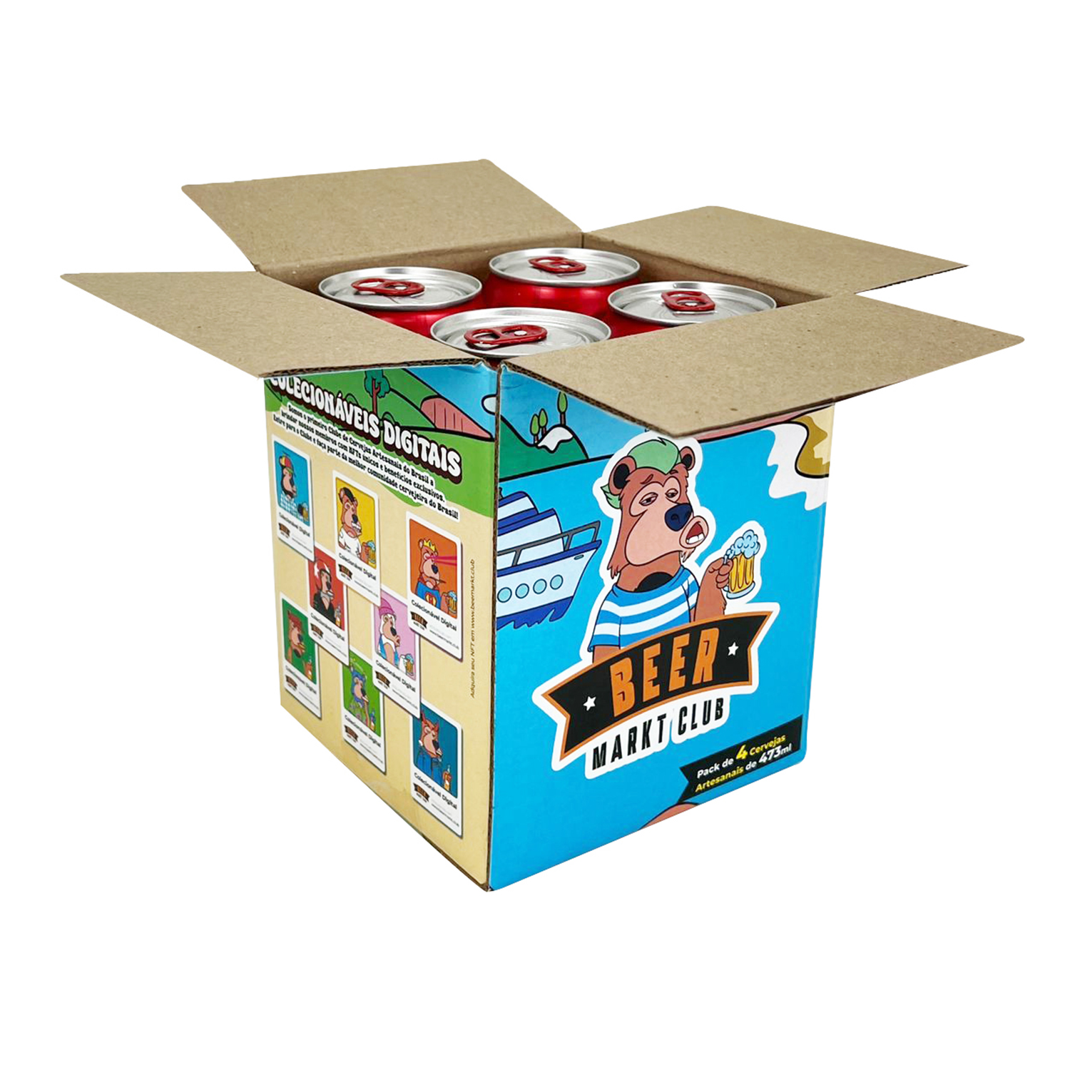 Caixa empastada p/ 4 latas (13,5 x 13,5 x 16 cm) Personalizada