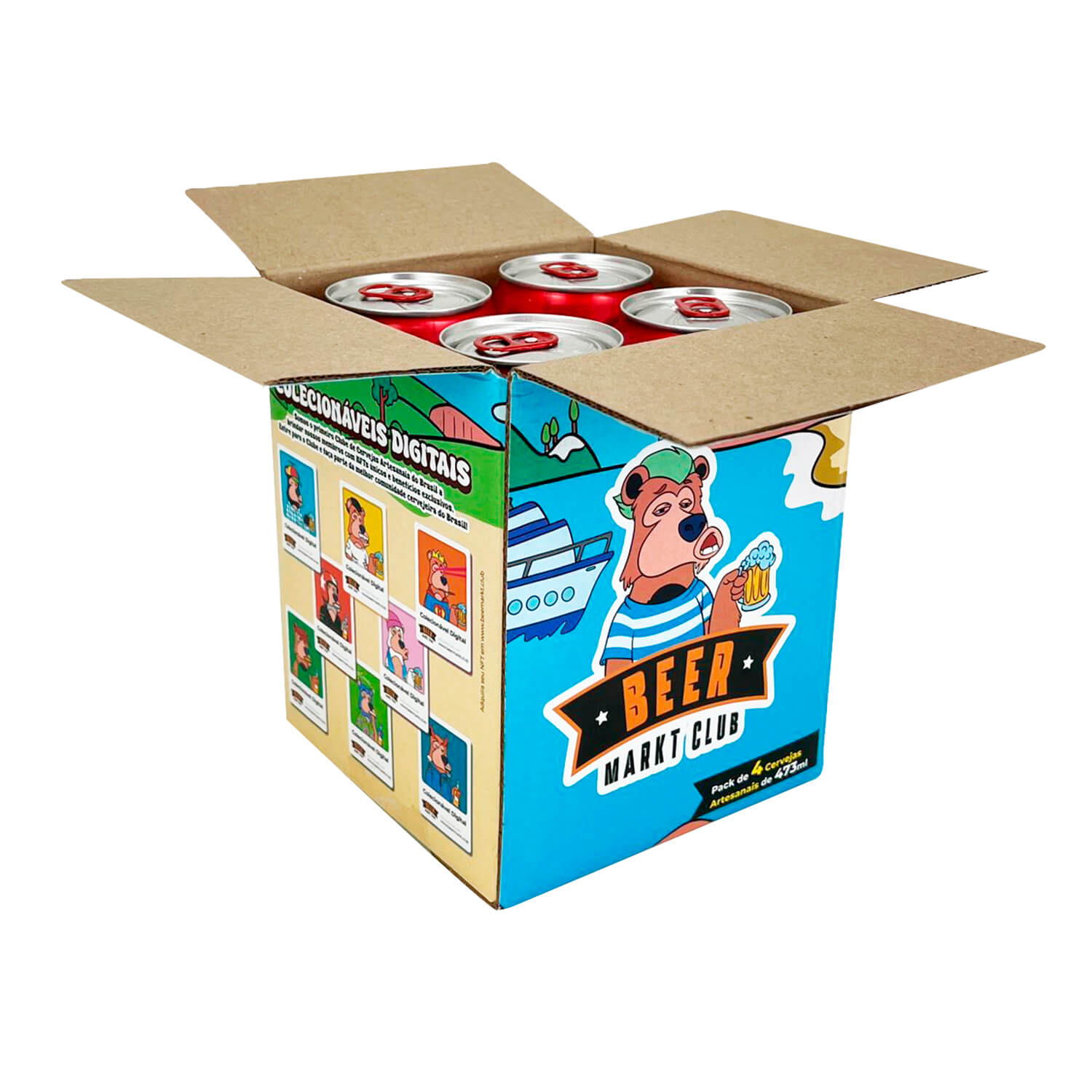 Caixa empastada p/ 4 latas (13,5 x 13,5 x 16 cm) Personalizada