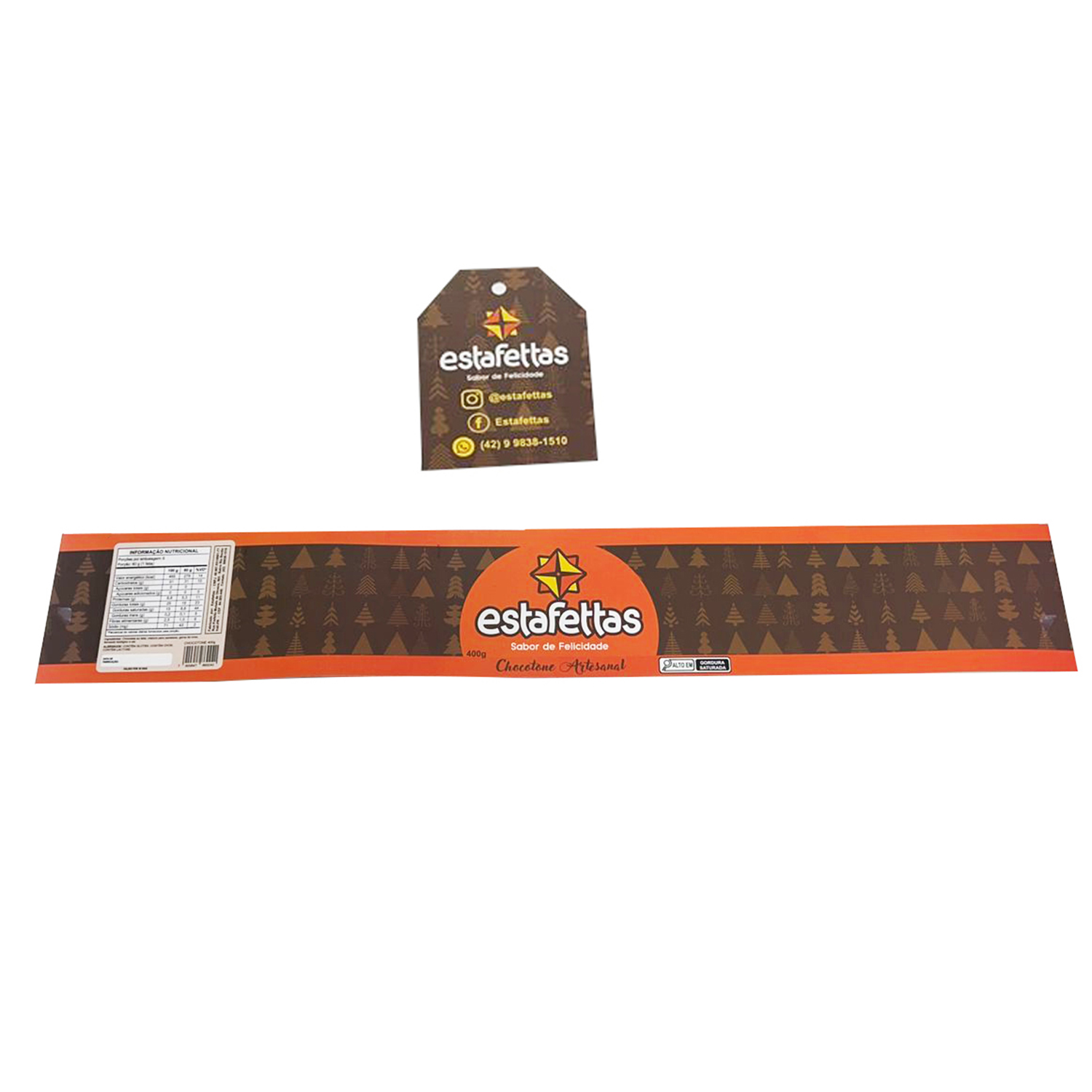 Cinta e Tag p/ Panetone 500gr (50 x 8cm) Personalizada