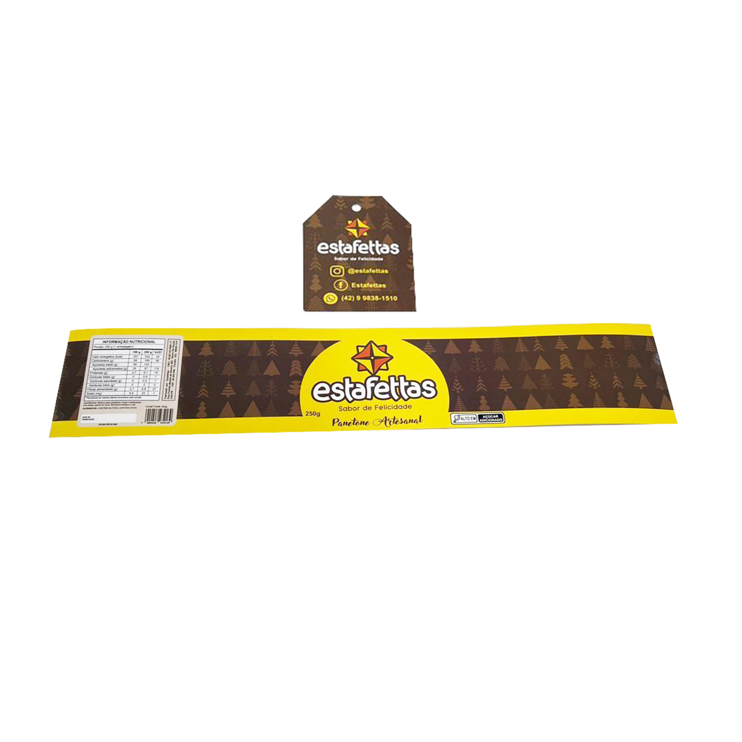 Cinta e Tag p/ Panetone 250gr (40 x 8cm) Personalizada