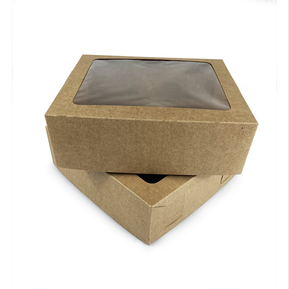 Embalagem Multiuso Kraft (20 x 18 x 6 cm) c/ VIsor de Acetato Laminada e Divisoria Kraft - 100 unidades