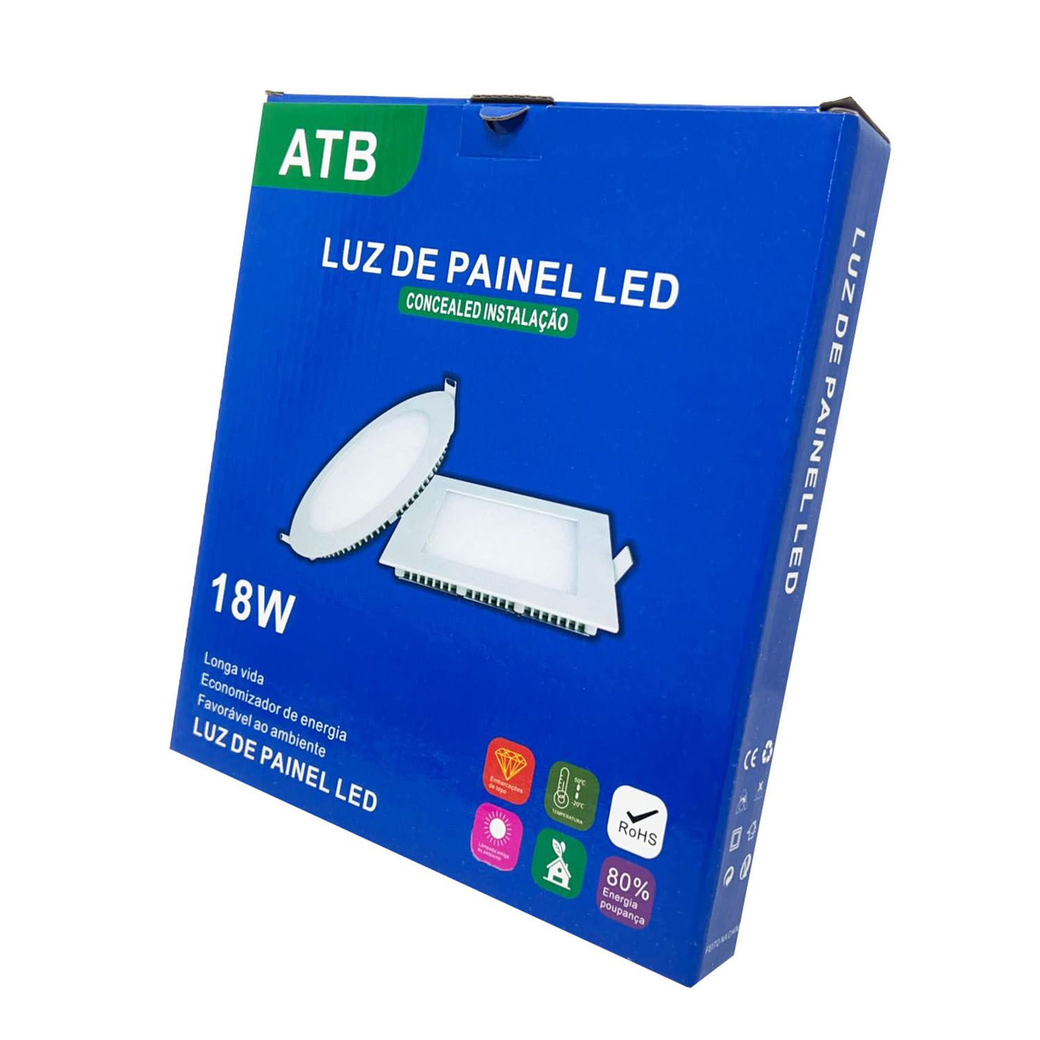 Caixa para Led 18W empastada c/Laminação externa (22 x 3,3 x 24 cm) Personalizada