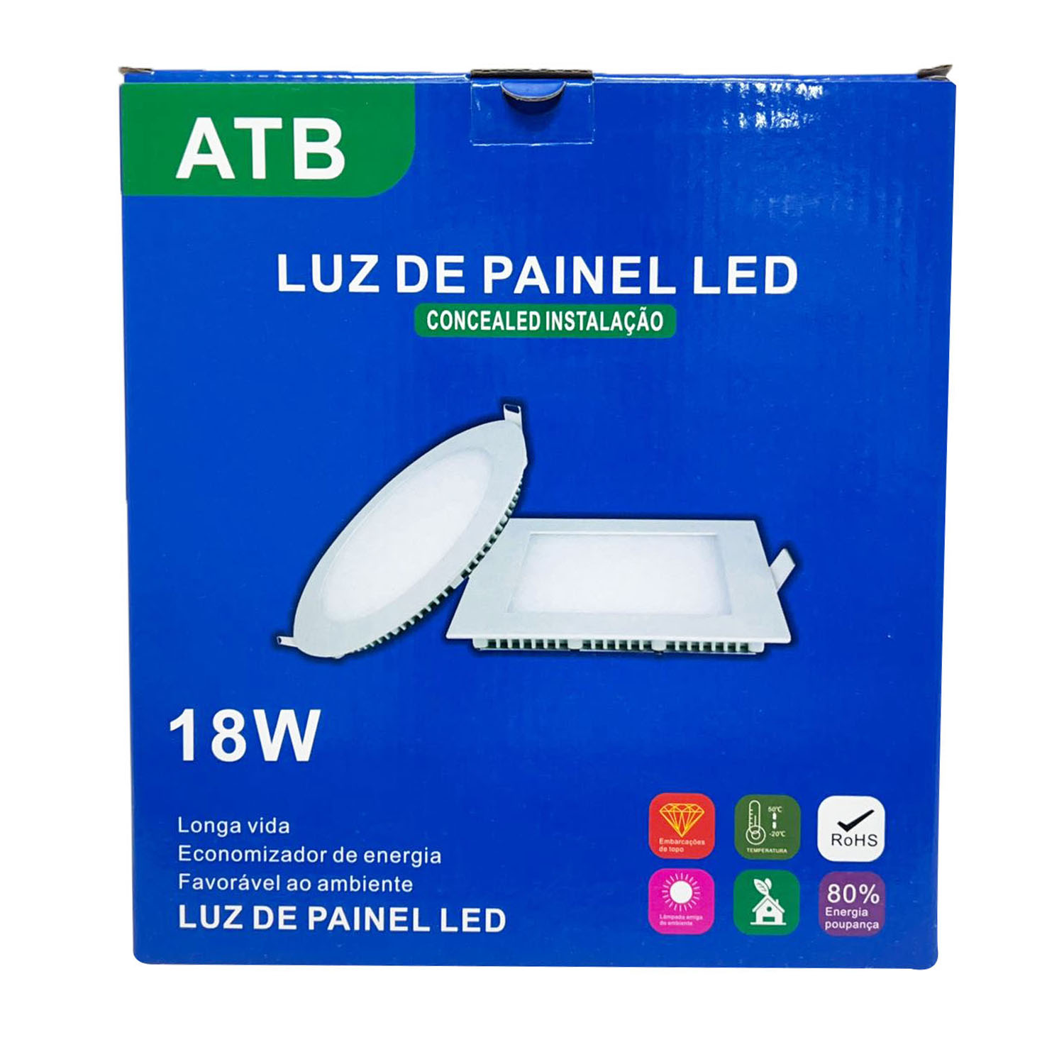 Caixa para Led 18W empastada c/Laminação externa (22 x 3,3 x 24 cm) Personalizada