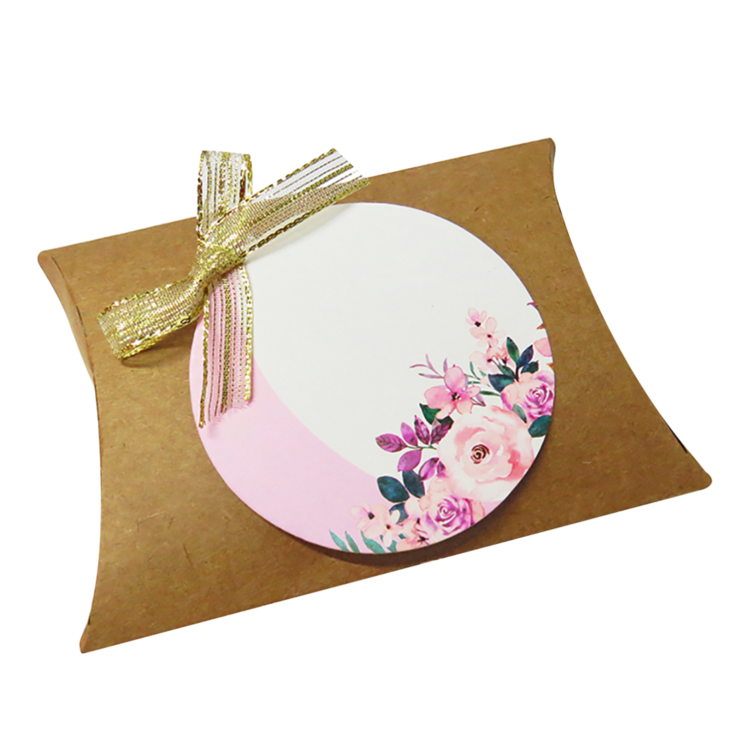 Tag Redonda (7,3 cm) Rosa Florida - 100 Unidades