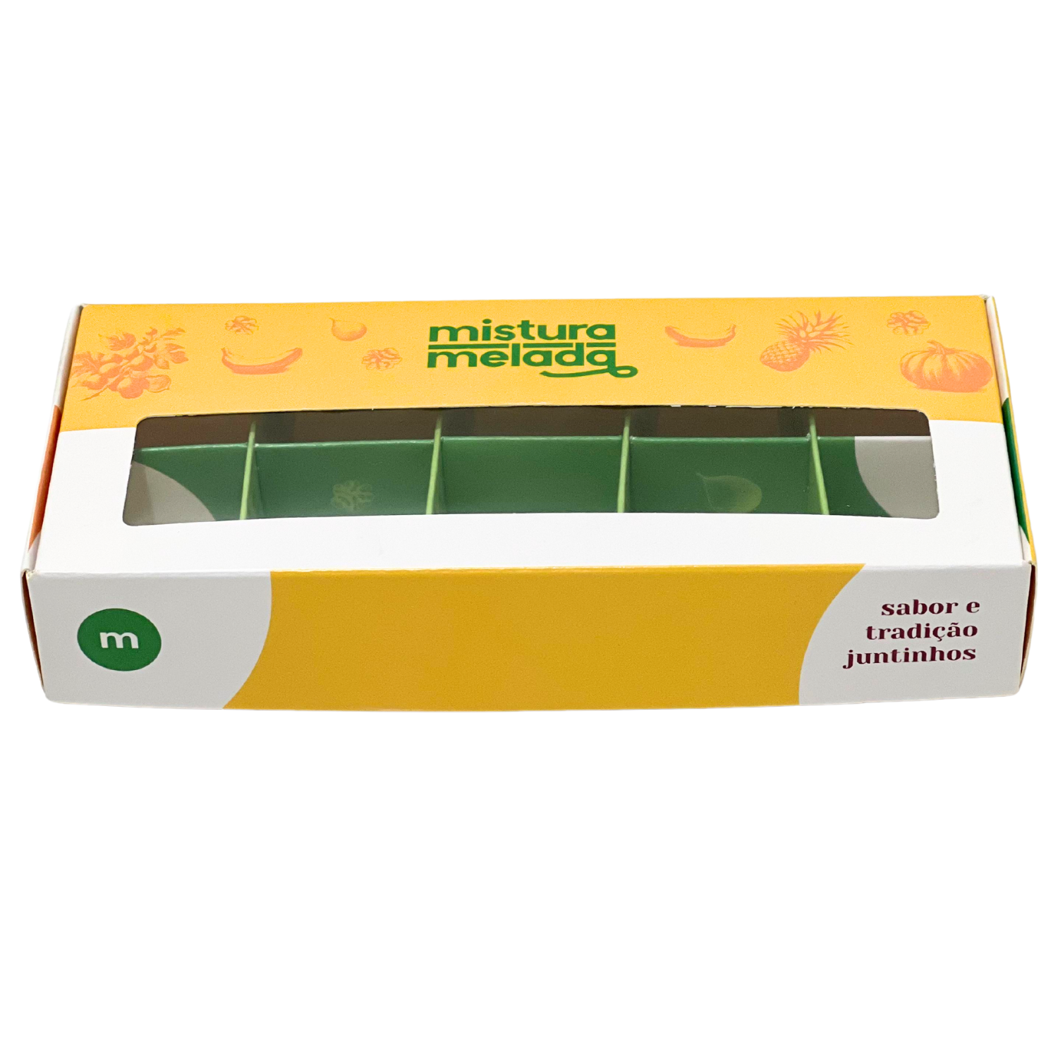 Embalagem para 10 Brigadeiros Gourmet c/ Visor Vazado (17 x 7,4 x 3 cm) Personalizada