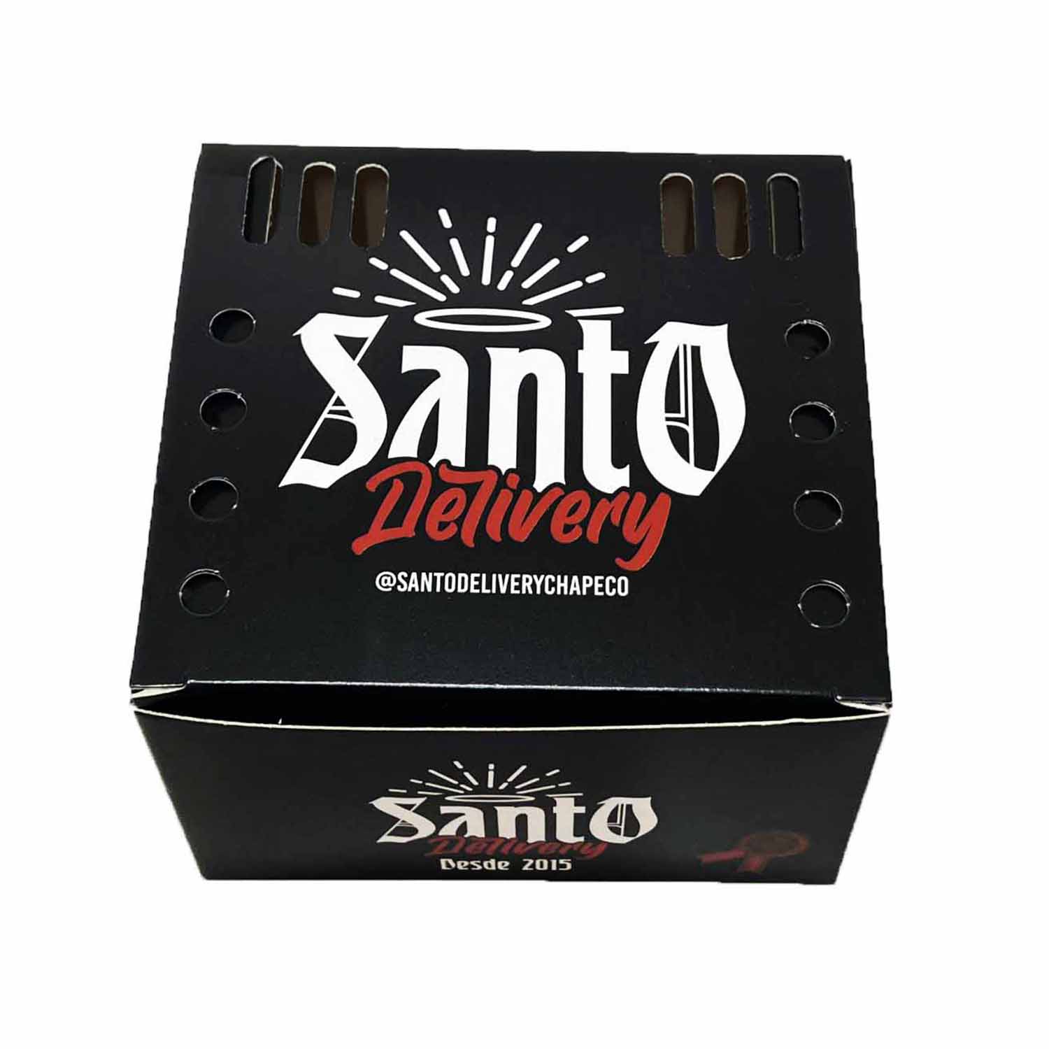 Embalagem para lanche, Frituras e porções com respiro (12,4 x 12 x 7,5 cm) Personalizada