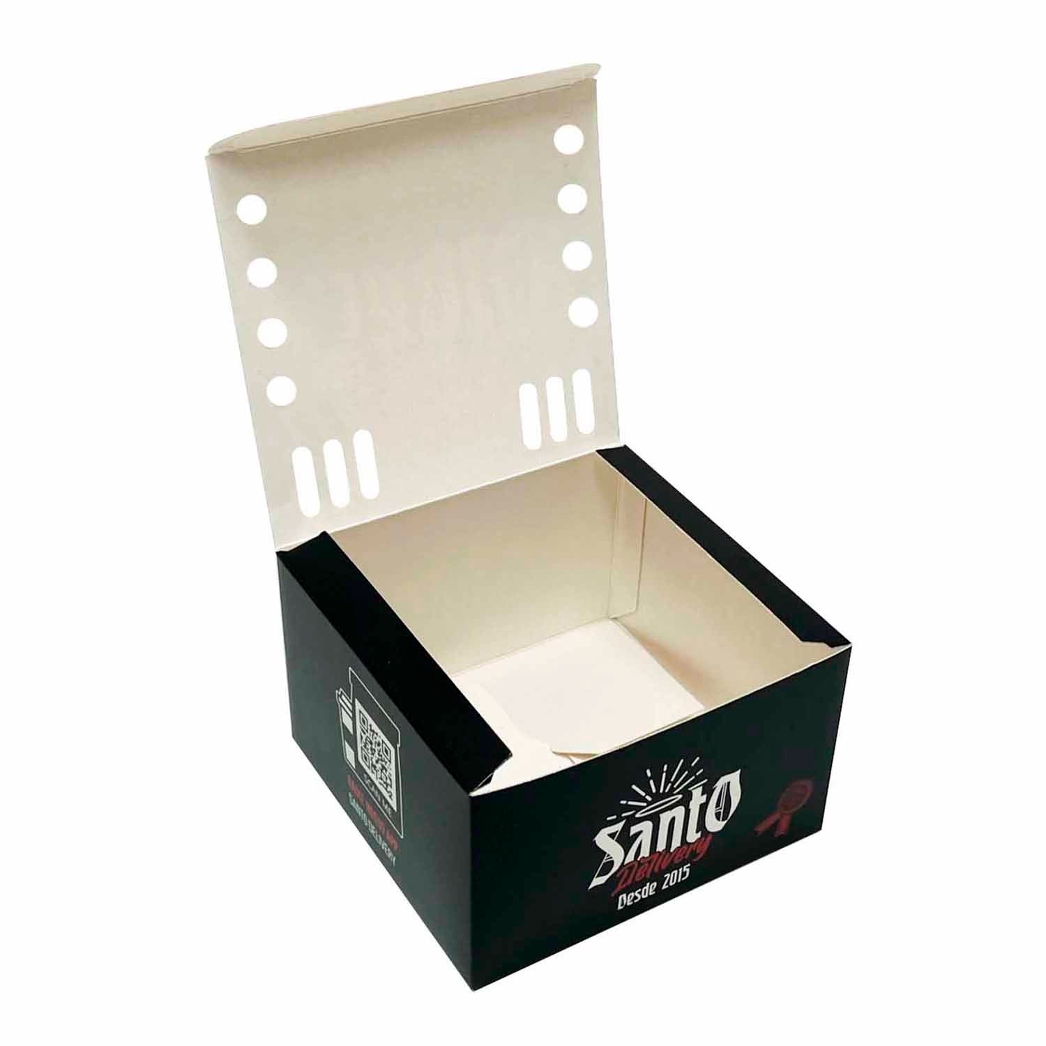 Embalagem para lanche, Frituras e porções com respiro (12,4 x 12 x 7,5 cm) Personalizada