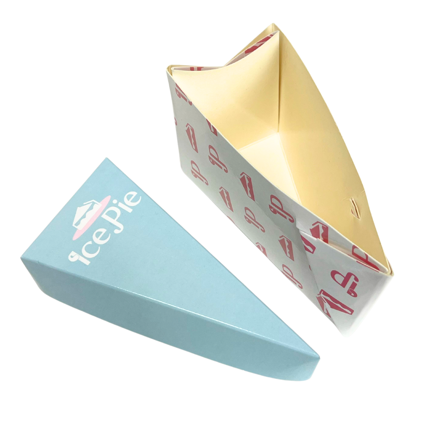 Embalagem tampa e fundo p/ bolo Fatia antivazamento c/Laminação interna e externa (11,5 x 5,7 x 7,3 cm) Personalizado