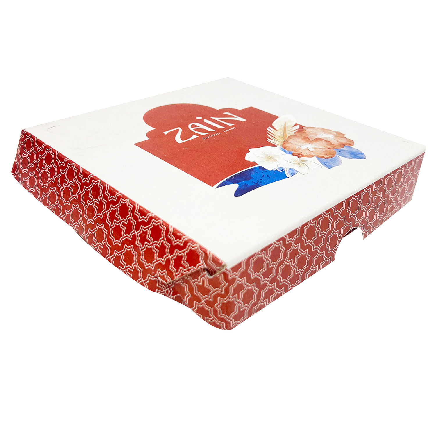 Caixa para salgados, doces, Beirute empastada (17 x 17 x 3,5 cm) basculante Personalizada