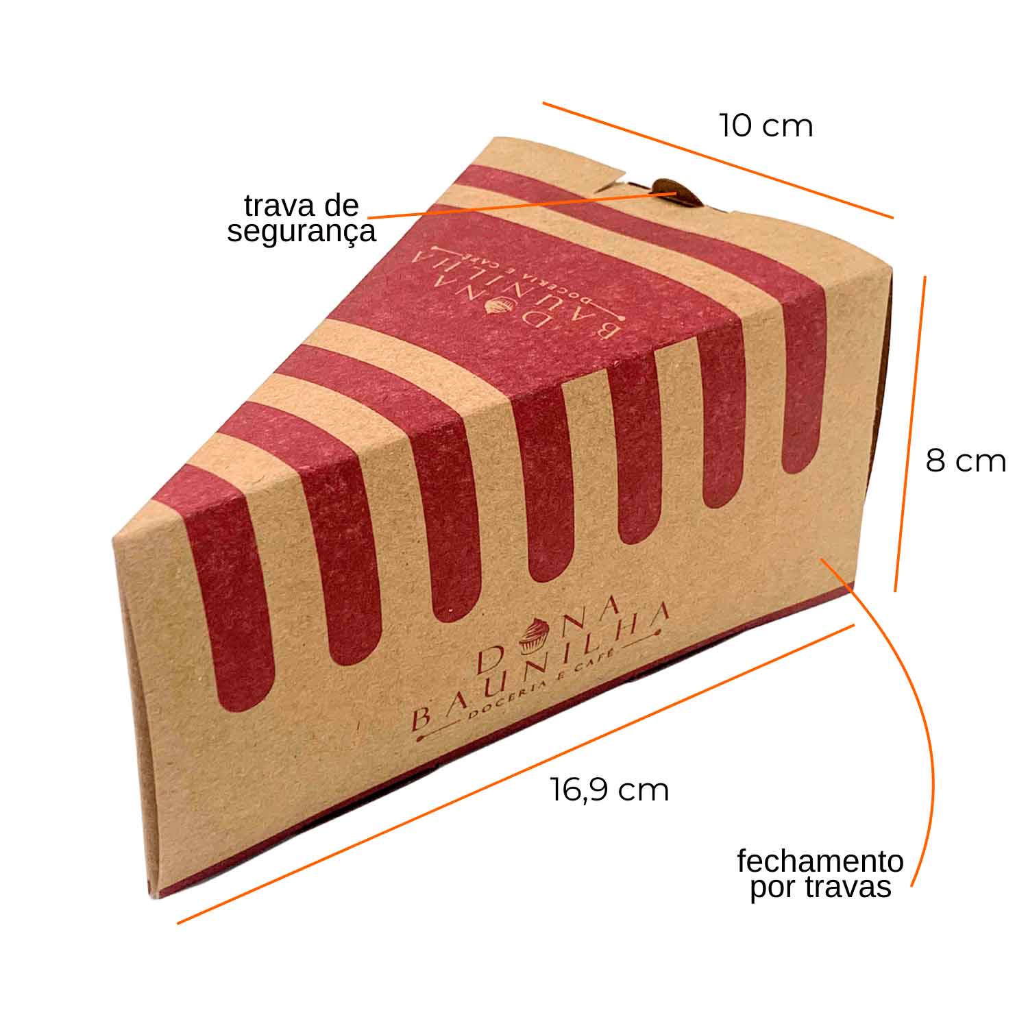 Embalagem Para Bolo Fatia, Cake Box (16,9 x 10 x 8 cm) c/ berço e laminaçao interna Personalizada