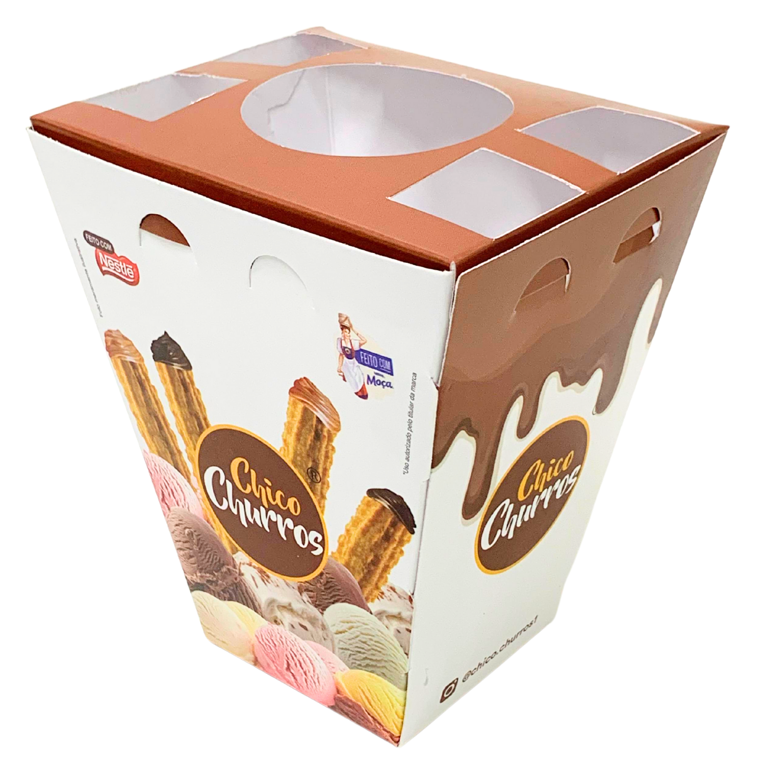 Embalagem para Churros c/ Porta Molho ( 10 x 8 x 11,5 cm ) Personalizada