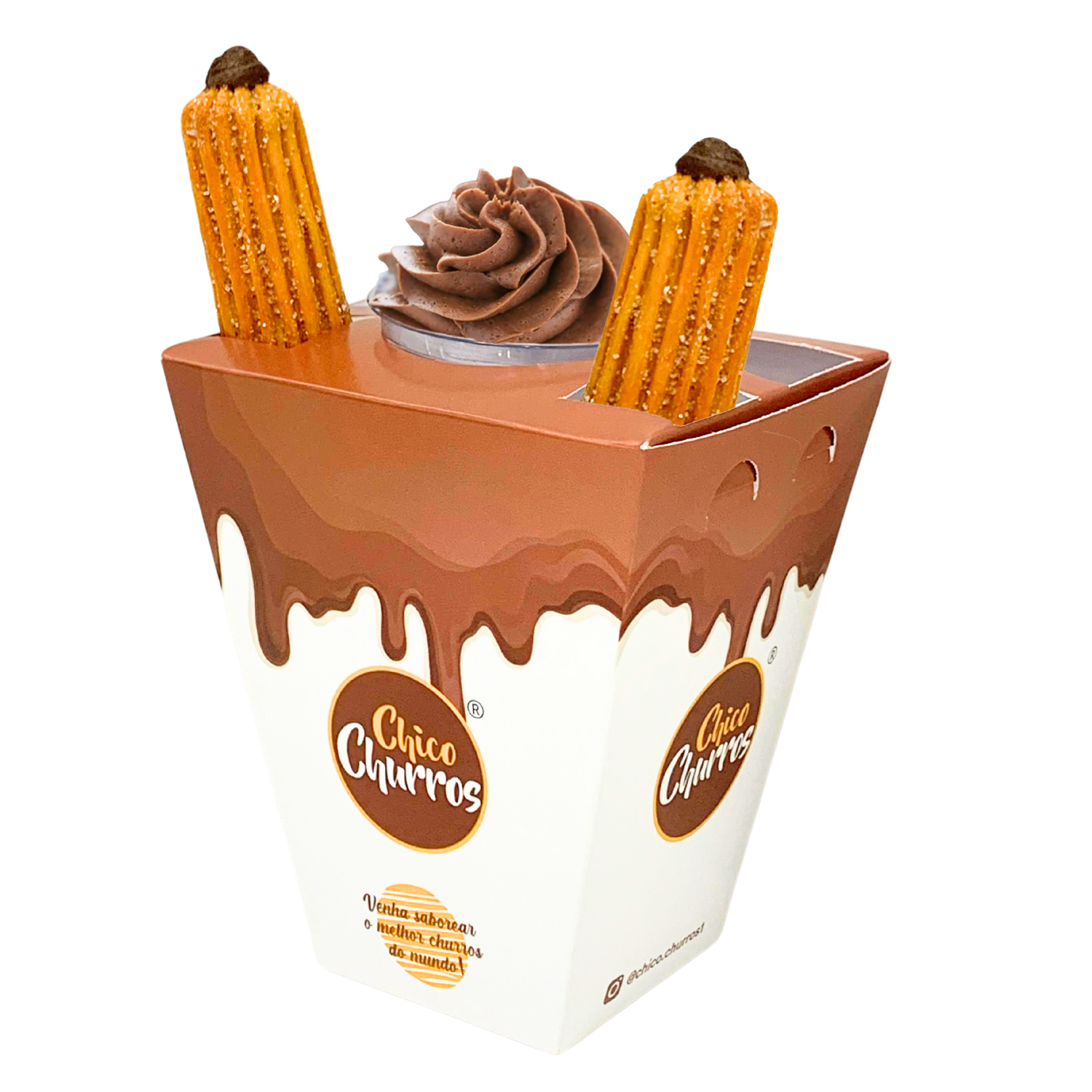 Embalagem para churros com porta molho ( 10 x 8 x 11,5 cm ) Personalizada