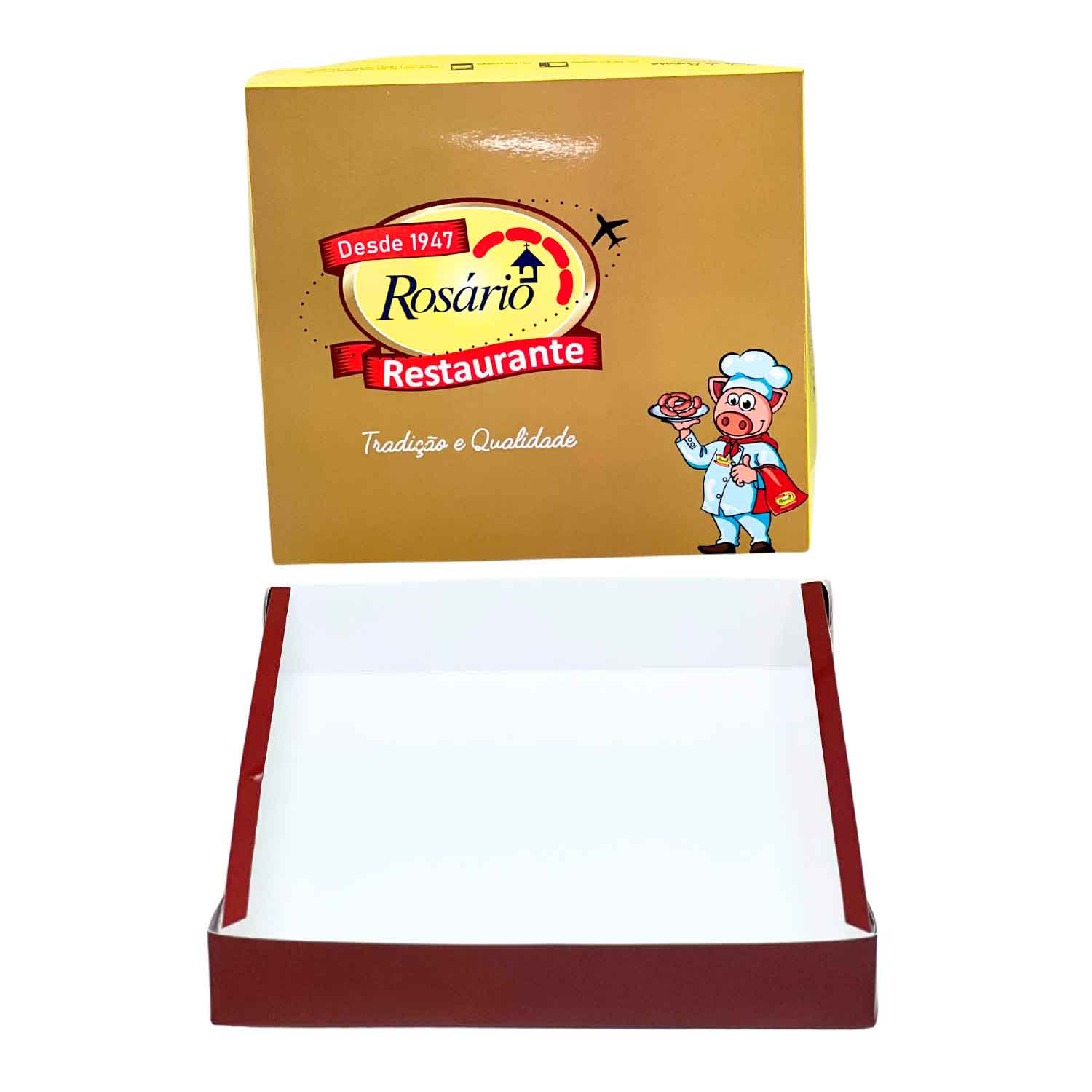 Embalagem Marmita G c/ Laminação Interna e Externa (26 x 23 x 5 cm) Personalizada