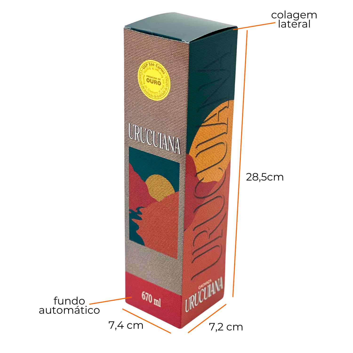 Caixa Para Garrafa de Cachaça (7,4 x 7,2 x 28,5 cm) Personalizada
