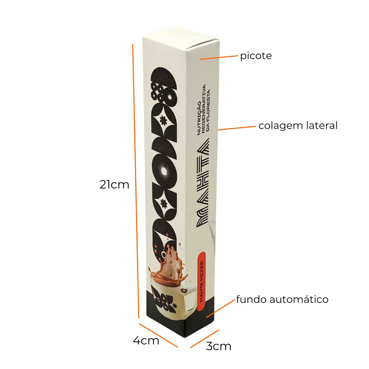 Embalagem p/ Caixa de Café c/ Trava (4 x 3 x 21 cm) Personalizada