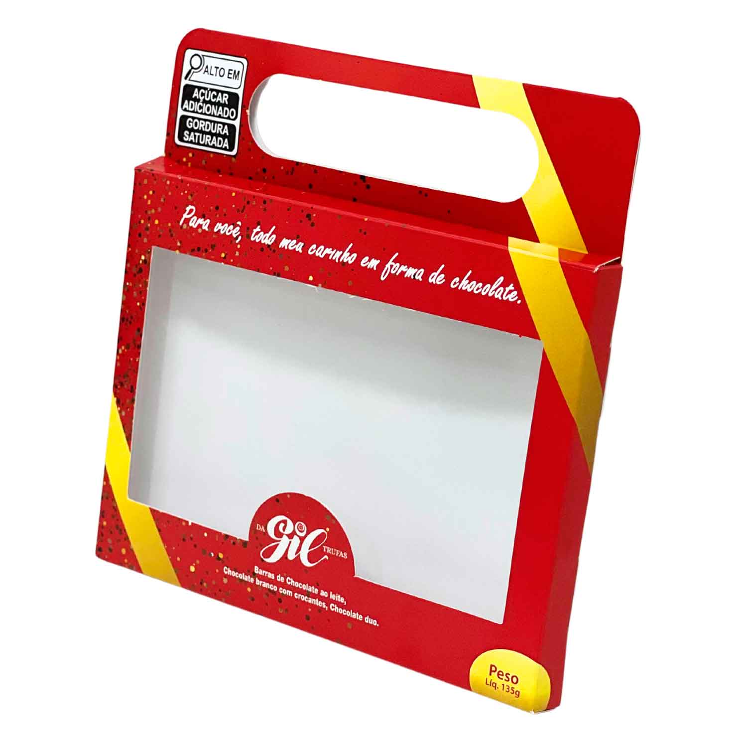 Embalagem Para Barra De Chocolate c/ Visor de Acetato (17 x 1,3 x 12,6 cm) Personalizado