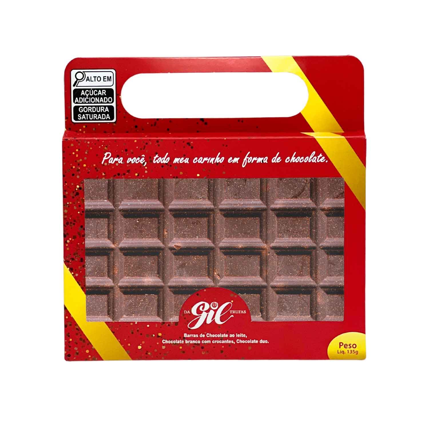 Embalagem Para Barra De Chocolate c/ Visor de Acetato (17 x 1,3 x 12,6 cm) Personalizado