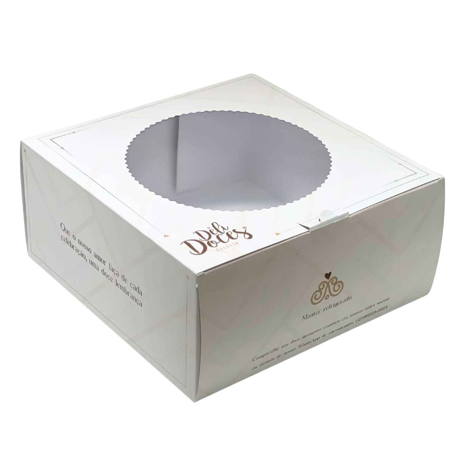 Embalagem Para Bolo c/ Visor (32 x 32 x 15 cm) Personalizado