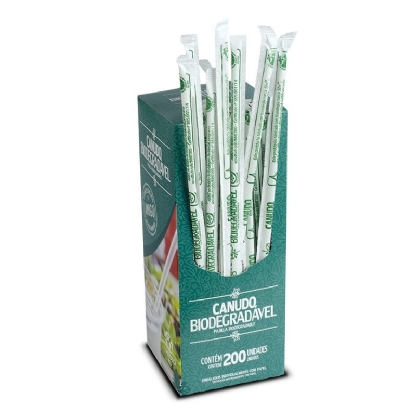 Canudo Plástico Biodegradável - 200 unidades