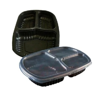 Embalagem Marmita de Plástico Freezer Microondas c/ 3 Divisórias e Tampa (850ml) G331- 100 Unidades