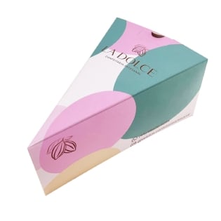 Embalagem Para Bolo Fatia, Cake Box (14,6 x 9 x 6,5 cm) c/ berço Personalizada