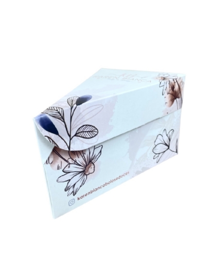 Embalagem Bolo Fatia s/ Berço (14 x 10 x 10 cm) Personalizada