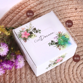 Caixa para Brownie, Pão de mel, doces (8 x 8 x 4 cm) Floral Doçura - 100 unidades
