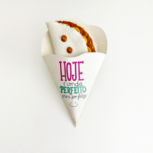 Embalagem Cone Bubble Waffle, Crepe, Wrap (15,5 x 26 cm) Personalizado