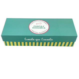 Caixa Baguete Hot Dog Fundo e Tampa Encaixavel (26 x 9 x 6 cm) Personalizada