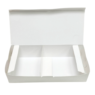 Embalagem Delivery c/ Laminação Interna 1500ml G (25,5 x 11 x 6 cm) Branca c/ divisória - 100 unidades