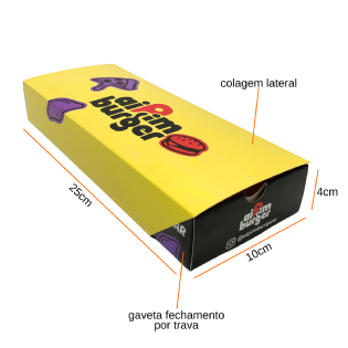 Embalagem Gaveta Para Pizza retangular (25 x 10 x 4 cm) Personalizada