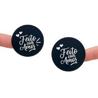 Etiqueta Adesiva Redonda (4 cm) Feito Com Amor - 1 mil Unidades