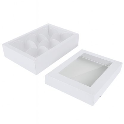 Caixa para 6 Bombom, doces N.6 ( 15,5 x 9,5 x 2,3 cm) Branca - 1 unidade