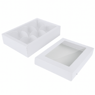 Caixa para 6 Bombom, doces N.6 ( 15,5 x 9,5 x 2,3 cm) Branca - 1 unidade