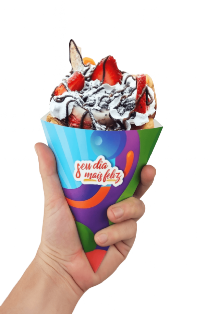 Embalagem Cone Bubble Waffle, Crepe, Wrap - 100 Unidades